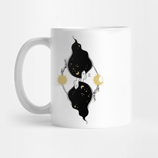 Black and Gold Zodiac Sign GEMINI by KOTOdesign